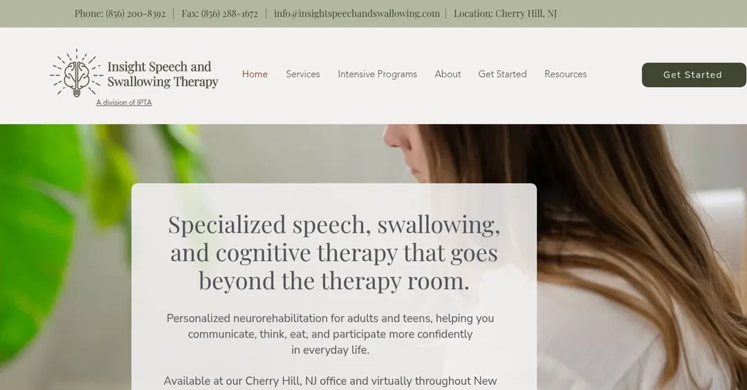 Insight Speech and Swallowing Therapy website homepage