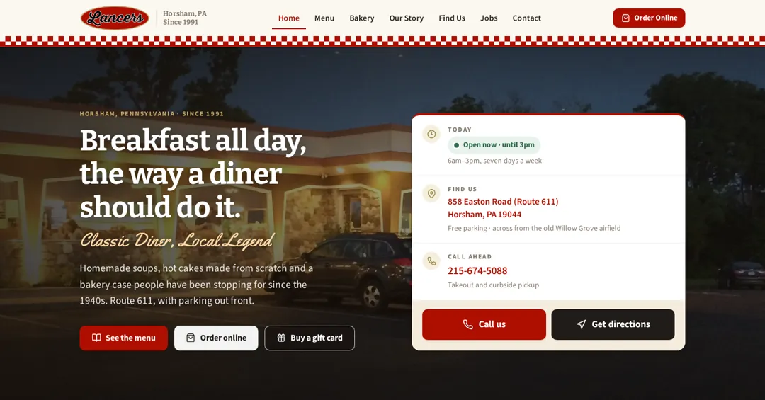 Lancers Diner website